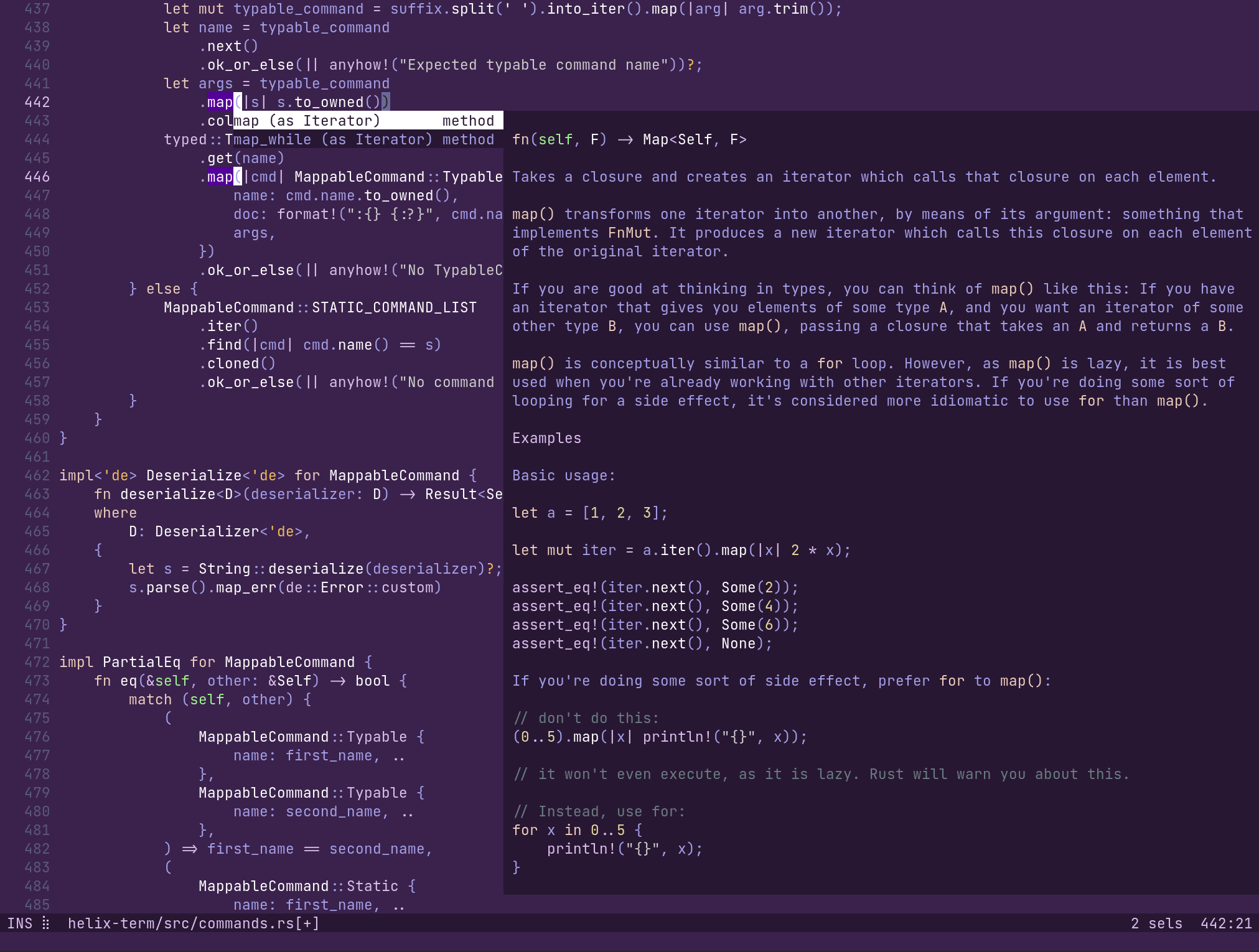 Mitos editing Rust code with inline documentation